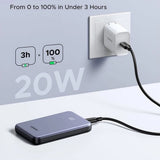 Baterie externa Ugreen PB507 (75131B), Fast Charging, Digital Display, USB, Type-C, 22.5W, 10000mAh, Gri