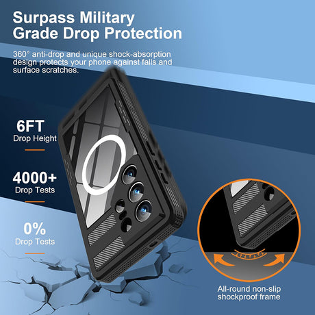 Husa de protectie ShellBox Waterproof IP68 compatibil cu Samsung Galaxy S26 Ultra, Negru