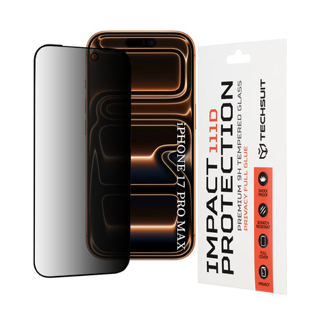 Folie de protectie Techsuit 111D Privacy Full Glue compatibil cu iPhone 17 Pro Max, Negru