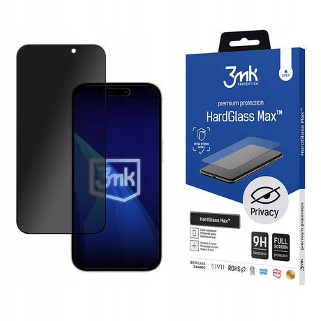 Folie de protectie 3mk HardGlass Max compatibil cu iPhone 16 Pro Max, Privacy