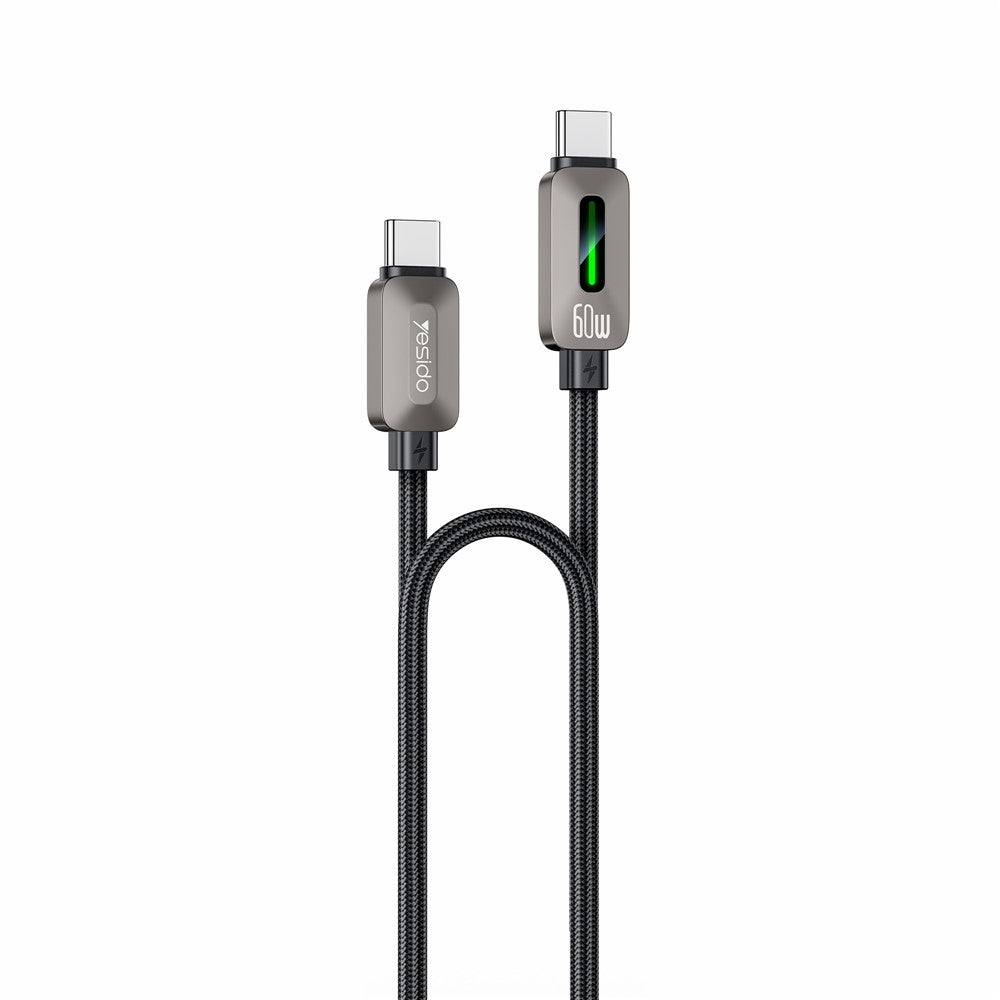 Cablu Yesido CA198, USB-C la USB-C, 60W, 1.2m, Negru