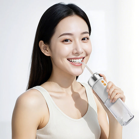Deerma Water Flosser (CY01), Portable, 4x Intensity Levels, Detachable Tank, High-Energy Pulses, 8W, USB-C, IPX7, Alb