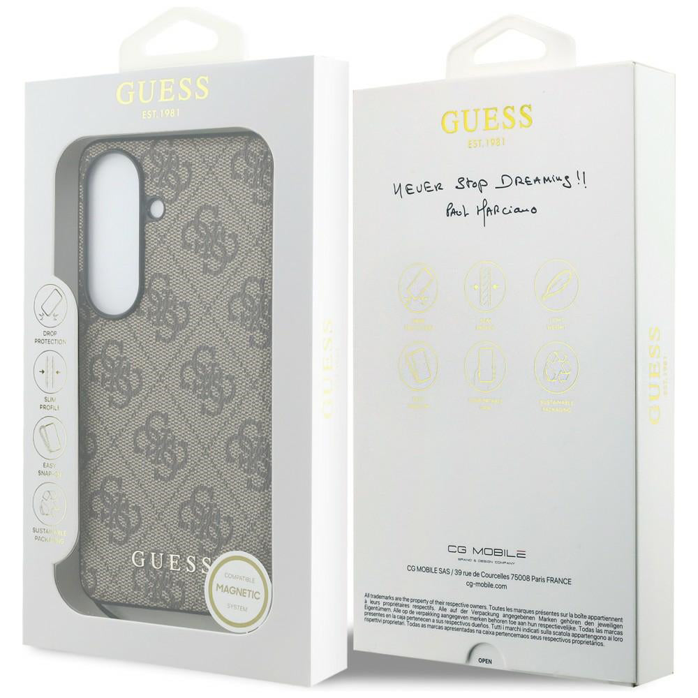 Husa de protectie Guess Hardcase 4G Classic Logo Charm (GUHMS26SGF4GBR) compatibil cu Samsung Galaxy S26, Maro