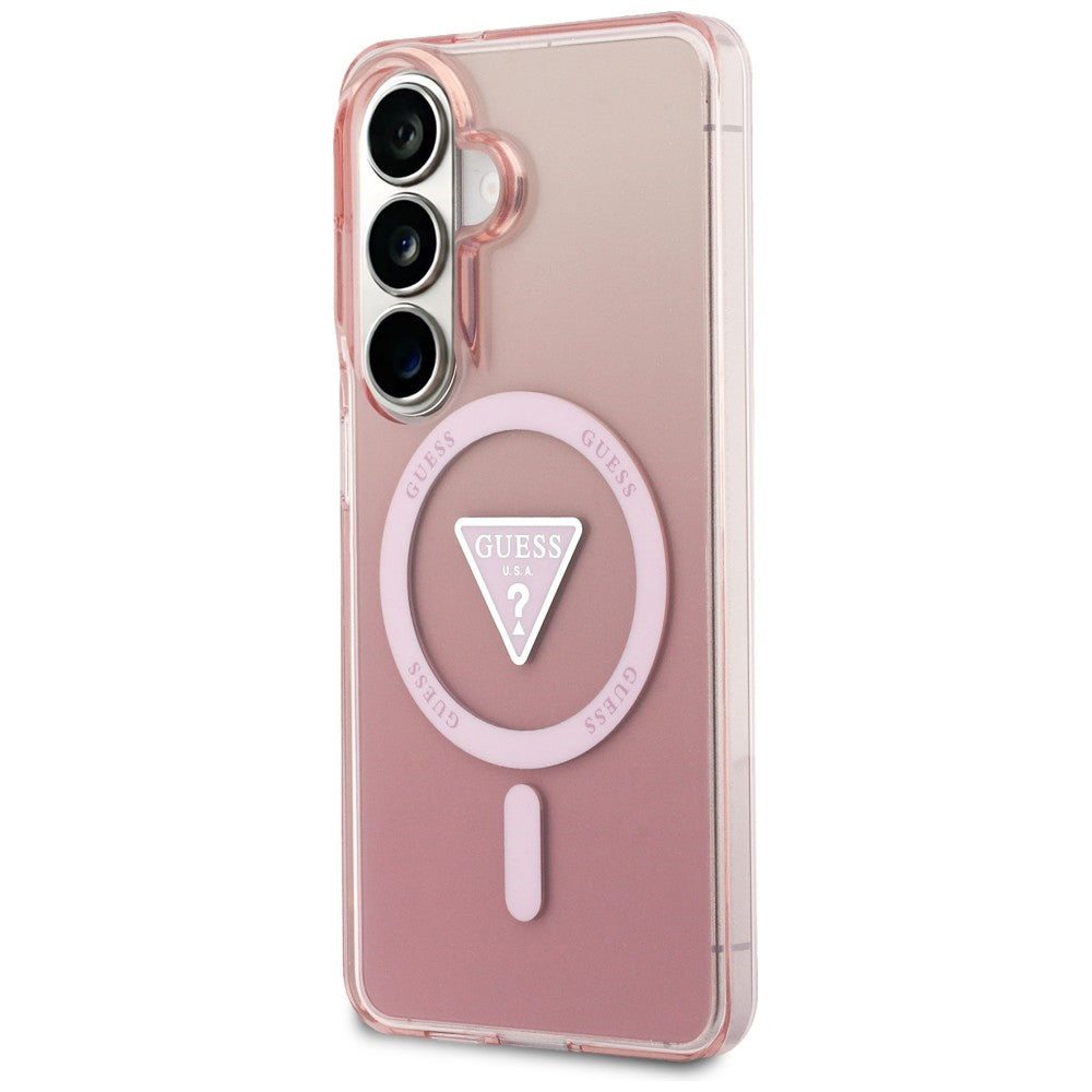 Husa de protectie Guess IML Gradient Triangle MagSafe (GUHMS26SHGTMLCGP) compatibil cu Samsung Galaxy S26, Roz
