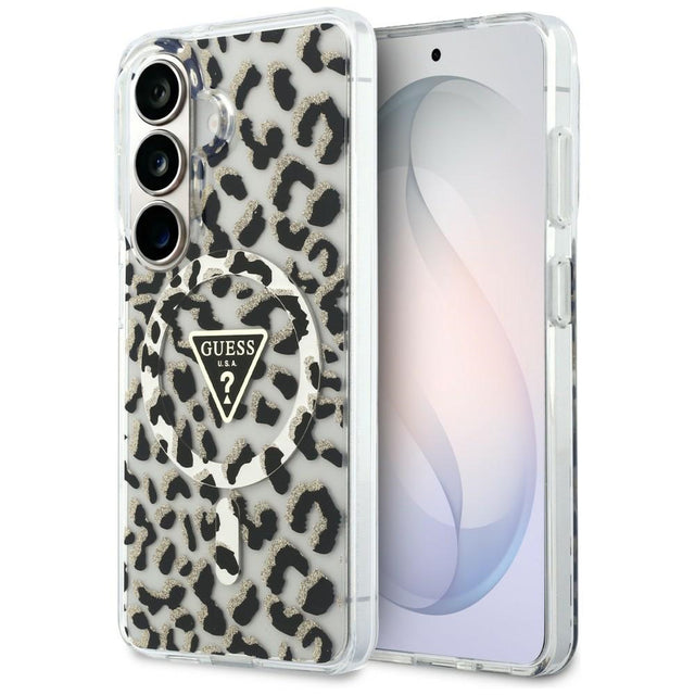 Husa de protectie Guess IML Leopard Print Triangle MagSafe (GUHMS26SHLEGTGLK) compatibil cu Samsung Galaxy S26, Negru