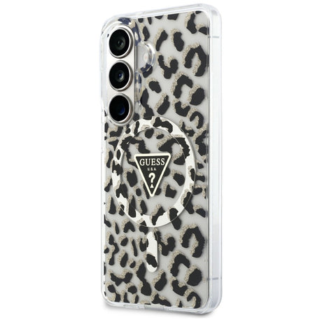 Husa de protectie Guess IML Leopard Print Triangle MagSafe (GUHMS26SHLEGTGLK) compatibil cu Samsung Galaxy S26, Negru