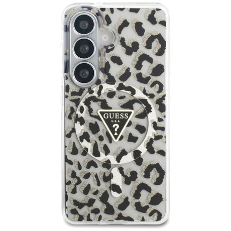 Husa de protectie Guess IML Leopard Print Triangle MagSafe (GUHMS26SHLEGTGLK) compatibil cu Samsung Galaxy S26, Negru