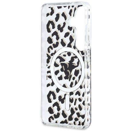 Husa de protectie Guess IML Leopard Print Triangle MagSafe (GUHMS26SHLEGTGLK) compatibil cu Samsung Galaxy S26, Negru