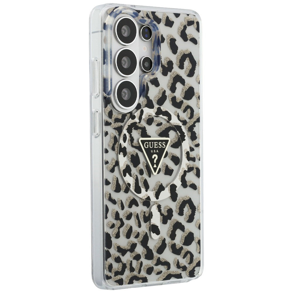 Husa de protectie Guess IML Leopard Print Triangle MagSafe (GUHMS26LHLEGTGLK) compatibil cu Samsung Galaxy S26 Ultra, Negru