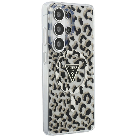Husa de protectie Guess IML Leopard Print Triangle MagSafe (GUHMS26LHLEGTGLK) compatibil cu Samsung Galaxy S26 Ultra, Negru