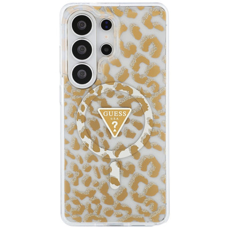 Husa de protectie Guess IML Leopard Print Triangle MagSafe (GUHMS26LHLEGTGLW) compatibil cu Samsung Galaxy S26 Ultra, Maro
