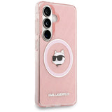 Husa de protectie Karl Lagerfeld IML Choupette Head on KL Repeated Logo MagSafe (KLHMS26MHMKBCHOP) compatibil cu Samsung Galaxy S26 Plus, Roz
