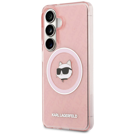Husa de protectie Karl Lagerfeld IML Choupette Head on KL Repeated Logo MagSafe (KLHMS26MHMKBCHOP) compatibil cu Samsung Galaxy S26 Plus, Roz