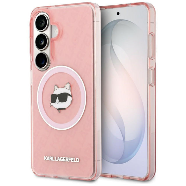 Husa de protectie Karl Lagerfeld IML Choupette Head on KL Repeated Logo MagSafe (KLHMS26MHMKBCHOP) compatibil cu Samsung Galaxy S26 Plus, Roz
