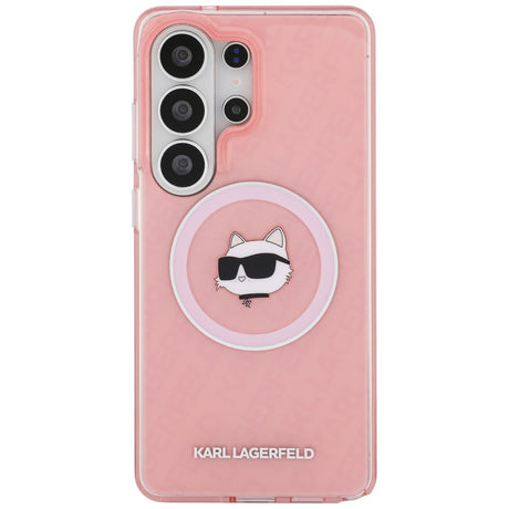 Husa de protectie Karl Lagerfeld IML Choupette Head on KL Repeated Logo MagSafe (KLHMS26LHMKBCHOP) compatibil cu Samsung Galaxy S26 Ultra, Roz