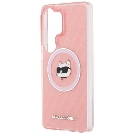 Husa de protectie Karl Lagerfeld IML Choupette Head on KL Repeated Logo MagSafe (KLHMS26LHMKBCHOP) compatibil cu Samsung Galaxy S26 Ultra, Roz