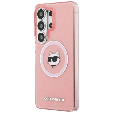 Husa de protectie Karl Lagerfeld IML Choupette Head on KL Repeated Logo MagSafe (KLHMS26LHMKBCHOP) compatibil cu Samsung Galaxy S26 Ultra, Roz