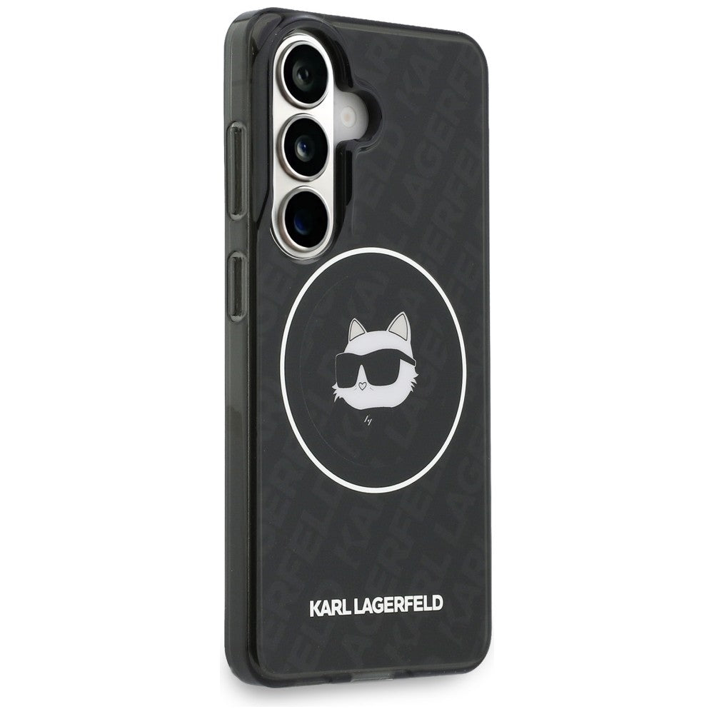Husa de protectie Karl Lagerfeld IML Choupette Head on KL Repeated Logo MagSafe (KLHMS26SHMKBCHOK) compatibil cu Samsung Galaxy S26, Negru