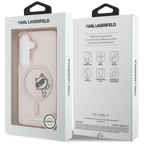 Husa de protectie Karl Lagerfeld IML Choupette Peekaboo Logo MagSafe (KLHMS26S6HCPSCP) compatibil cu Samsung Galaxy S26, Roz