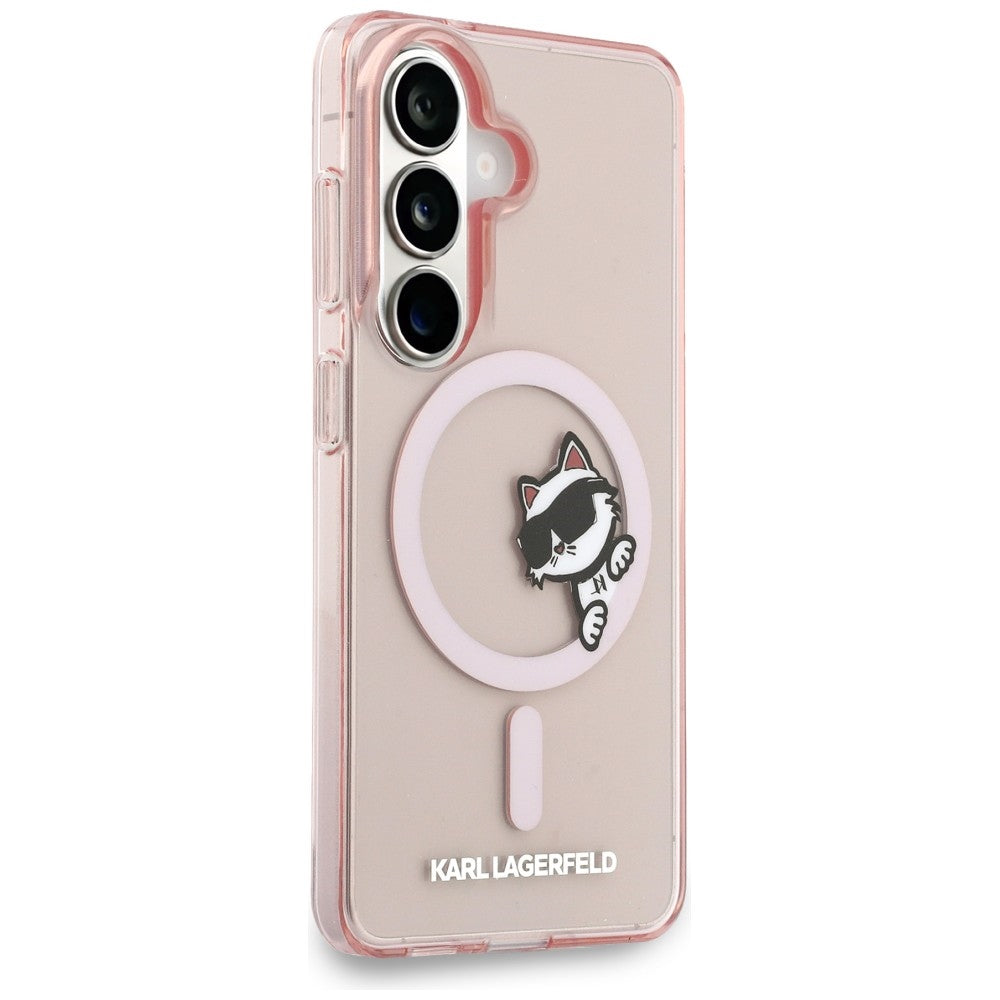 Husa de protectie Karl Lagerfeld IML Choupette Peekaboo Logo MagSafe (KLHMS26S6HCPSCP) compatibil cu Samsung Galaxy S26, Roz