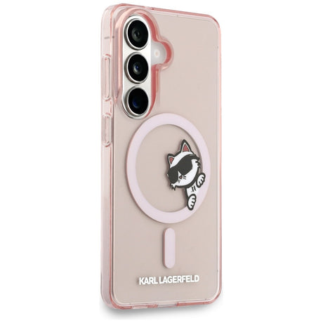 Husa de protectie Karl Lagerfeld IML Choupette Peekaboo Logo MagSafe (KLHMS26S6HCPSCP) compatibil cu Samsung Galaxy S26, Roz