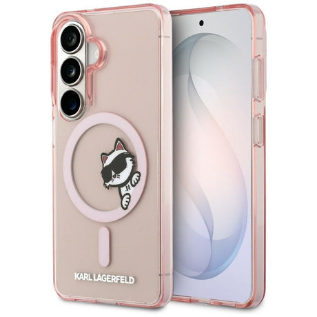 Husa de protectie Karl Lagerfeld IML Choupette Peekaboo Logo MagSafe (KLHMS26S6HCPSCP) compatibil cu Samsung Galaxy S26, Roz