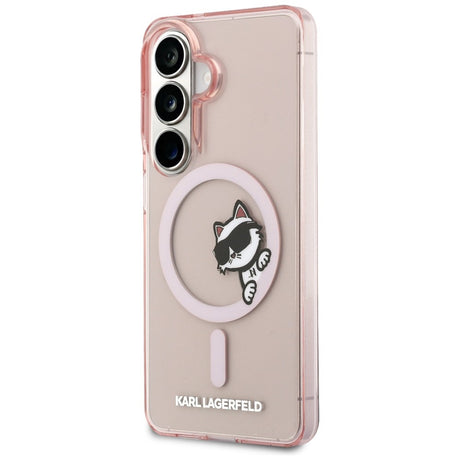 Husa de protectie Karl Lagerfeld IML Choupette Peekaboo Logo MagSafe (KLHMS26S6HCPSCP) compatibil cu Samsung Galaxy S26, Roz