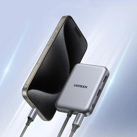 Incarcator Ugreen Hub 7in1 CM896 (65759), Magnetic, USB-C to HDMI 4K, USB-C PD100W, 2X USB, SD4.0 Slot, TF Slot, 10Gbps, Gri