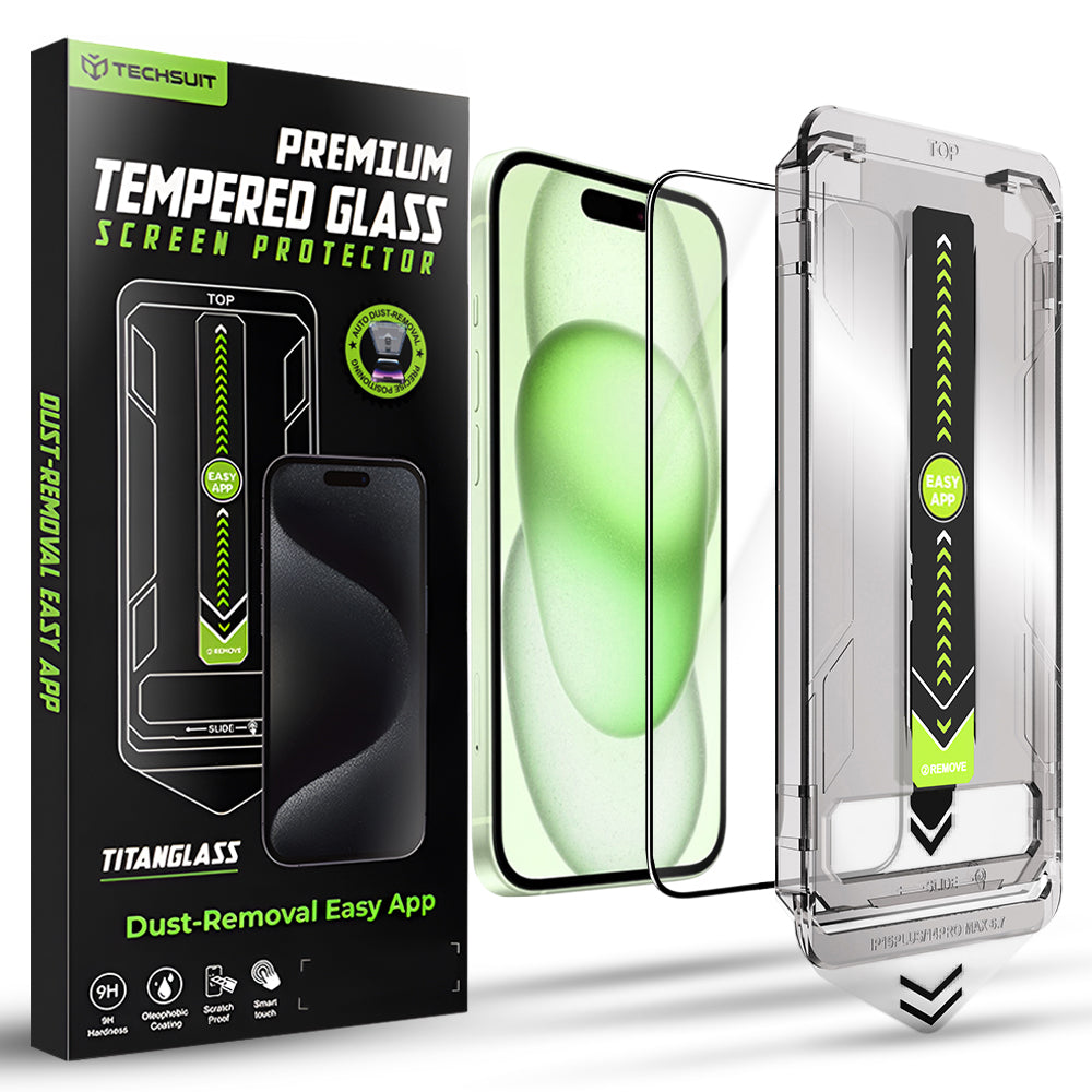 Folie de protectie Techsuit TitanGlass FullCover compatibil cu iPhone 15 Plus / iPhone 16 Plus, Negru