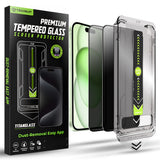 Folie de protectie Techsuit TitanGlass FullCover (set de 2) compatibil cu iPhone 15 Plus / iPhone 16 Plus, Privacy