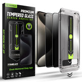 Folie de protectie Techsuit TitanGlass FullCover (set de 2) compatibil cu iPhone 15 Pro Max, Privacy
