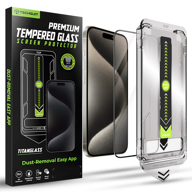Folie de protectie Techsuit TitanGlass FullCover compatibil cu iPhone 15 Pro Max, Negru