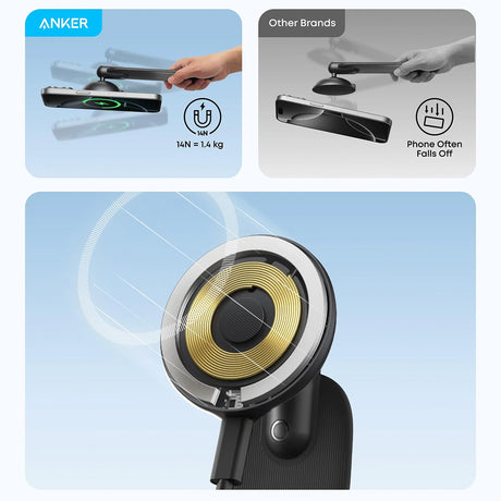Suport Anker Nano Magnetic (A9110H11), Dashboards/Touchscreens, 3M Adhesive, 360°, Flexible, Universal, Negru