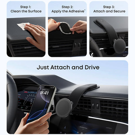 Suport Anker Nano Magnetic (A9110H11), Dashboards/Touchscreens, 3M Adhesive, 360°, Flexible, Universal, Negru