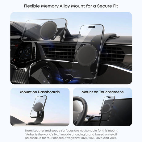 Suport Anker Nano Magnetic (A9110H11), Dashboards/Touchscreens, 3M Adhesive, 360°, Flexible, Universal, Negru