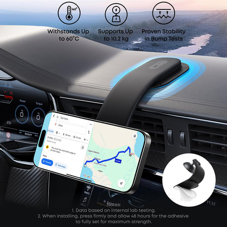 Suport Anker Nano Magnetic (A9110H11), Dashboards/Touchscreens, 3M Adhesive, 360°, Flexible, Universal, Negru