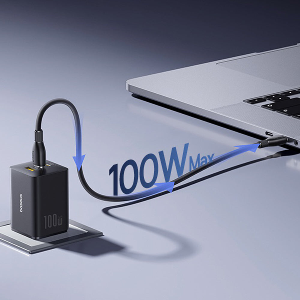 Incarcator Baseus (P10182102123-00), 2x Type-C + USB, 100W, Fast Charger, Negru