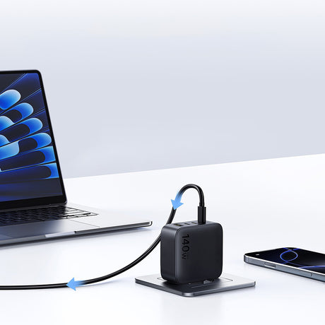 Incarcator Baseus EnerFill FH11 (E0121J00), 3x USB-C, 1x USB-A, 140W, GaN Technology, Fast Charge, Negru Cosmic
