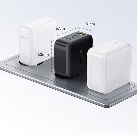 Incarcator Baseus EnerFill FH11 (E0121J00), 3x USB-C, 1x USB-A, 140W, GaN Technology, Fast Charge, Negru Cosmic