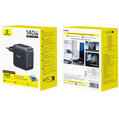 Incarcator Baseus EnerFill FH11 (E0121J00), 3x USB-C, 1x USB-A, 140W, GaN Technology, Fast Charge, Negru Cosmic