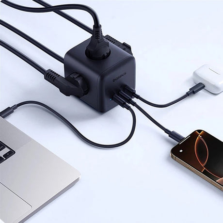 Gadget Baseus Extension Cord EnerFill FA11 (E00082100123-00), 3 x EU Socket, USB, Type-C, 67W, 1.5m, Negru