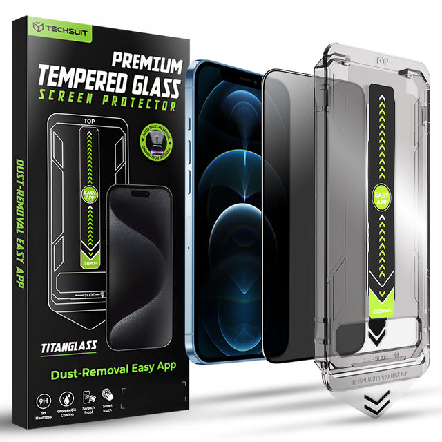 Folie de protectie Techsuit TitanGlass FullCover compatibil cu iPhone 12 Pro Max, Privacy