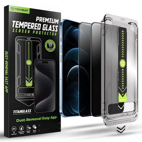 Folie de protectie Techsuit TitanGlass FullCover (set de 2) compatibil cu iPhone 12 Pro Max, Privacy