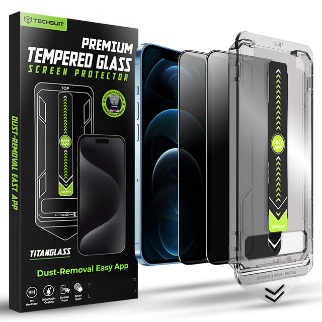 Folie de protectie Techsuit TitanGlass FullCover (set de 2) compatibil cu iPhone 12 Pro Max, Privacy