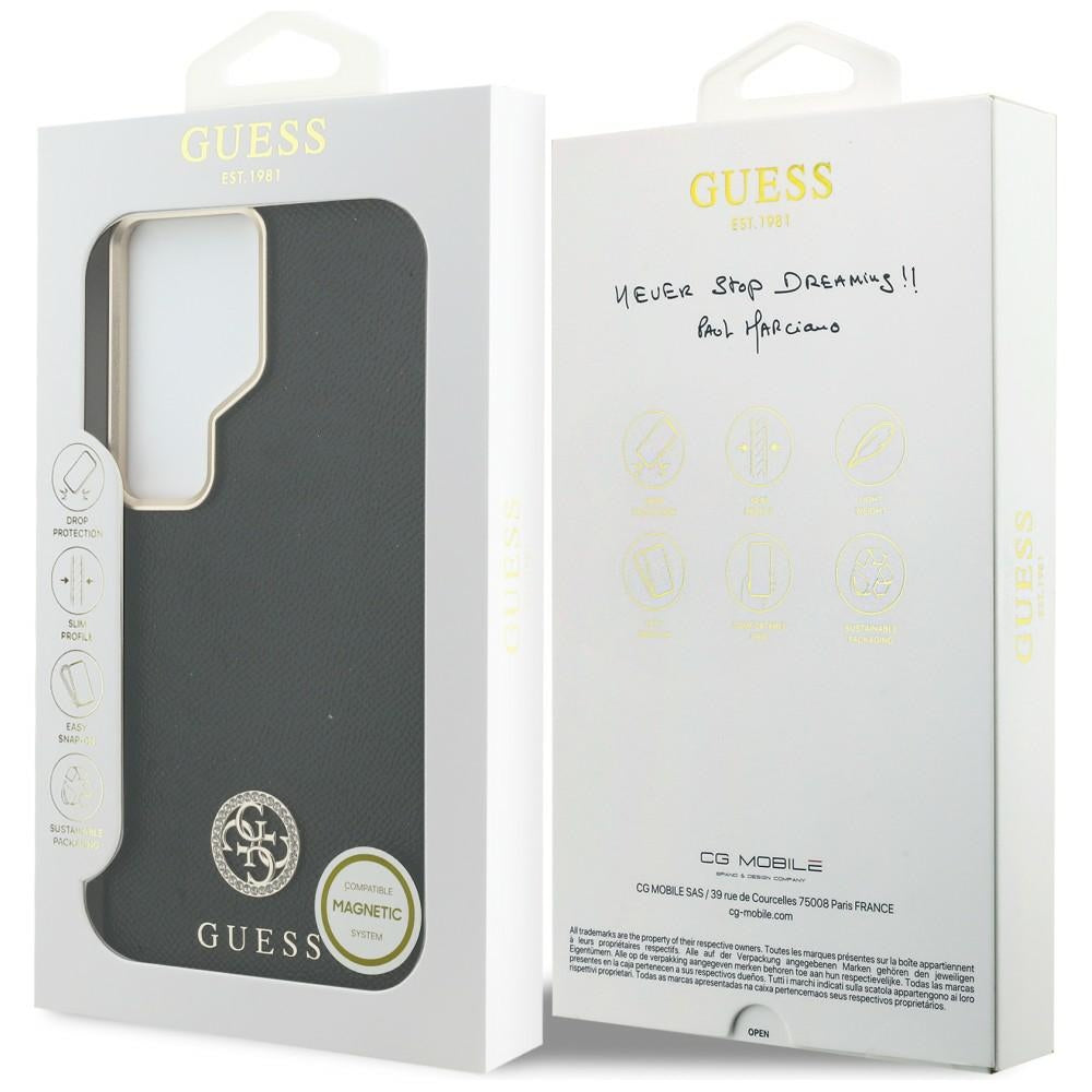 Husa de protectie Guess Rhinestone Round Logo MagSafe (GUHMS26LPGCRMDEK) compatibil cu Samsung Galaxy S26 Ultra, Negru
