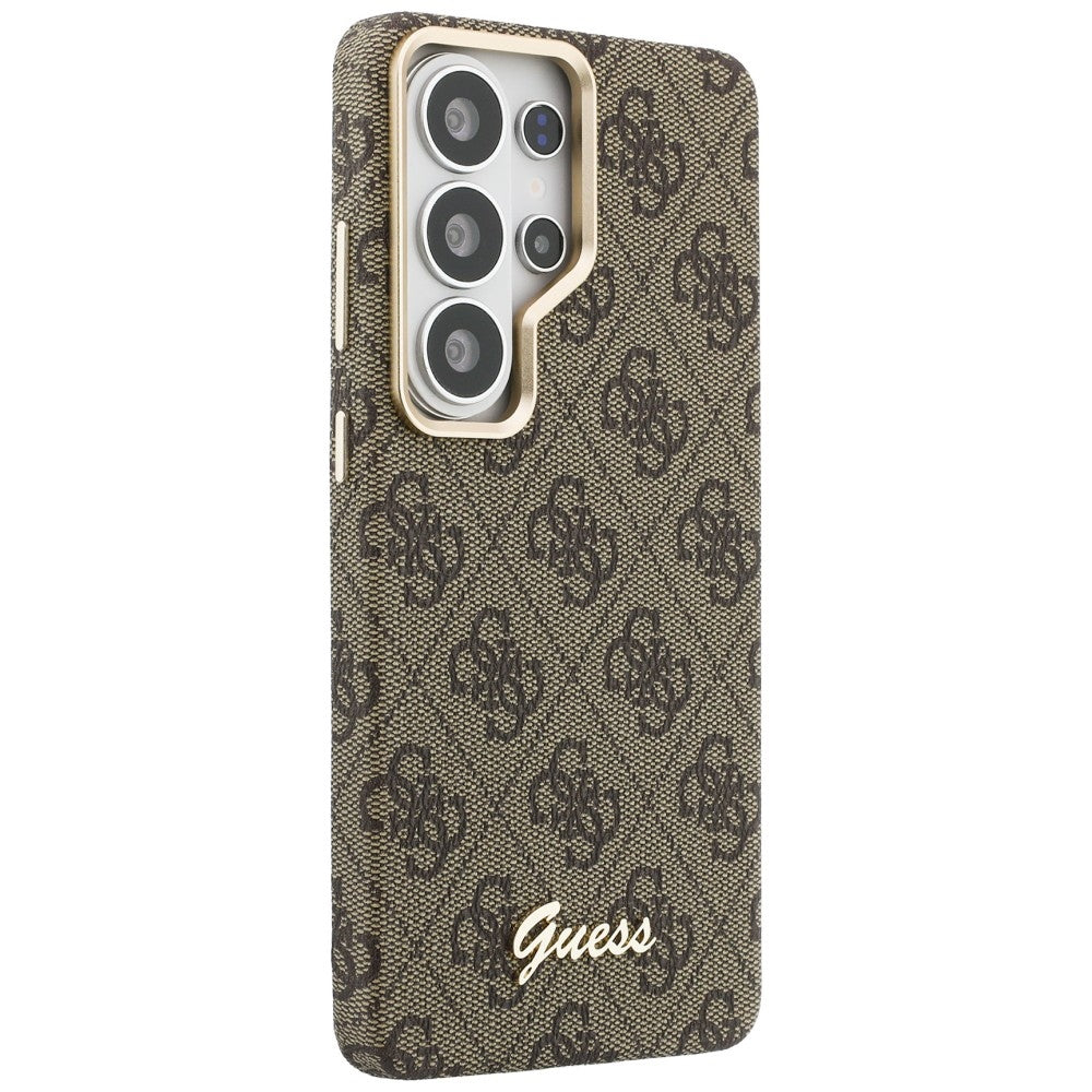 Husa de protectie Guess 4G Script MagSafe (GUHMS26S5P4FWMSW) compatibil cu Samsung Galaxy S26, Maro