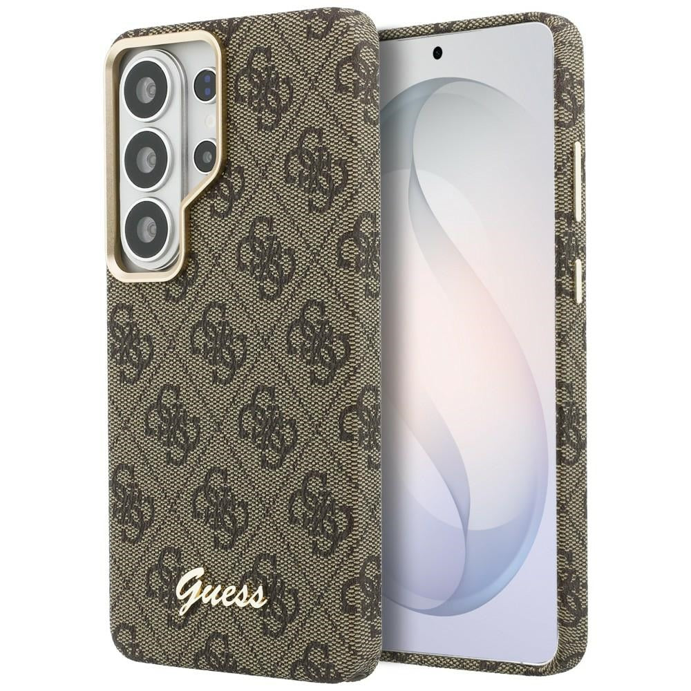 Husa de protectie Guess 4G Script MagSafe (GUHMS26S5P4FWMSW) compatibil cu Samsung Galaxy S26, Maro
