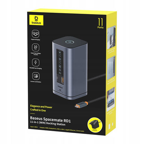 Hub/Dock Baseus 11in1 Docking Station Spacemate Series (B0112701), Triple 4K Display, 10Gbps, PD100W Fast Charging, Gri Spatial