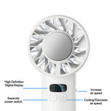Yesido Handheld Fan (YF18), with LCD Display, 12W Brushless Motor, 5500 RPM, 100x Speed, 12W, 3600mAh, Type-C, Negru