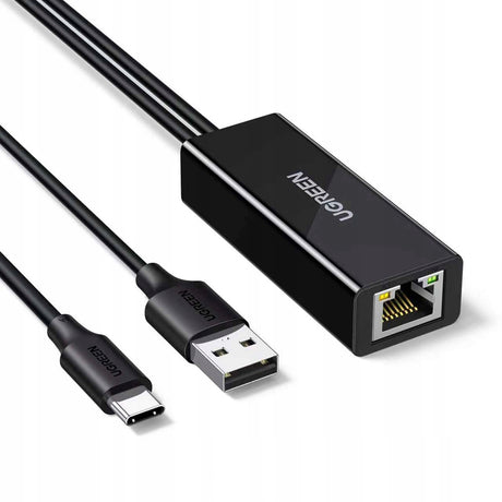 Adaptor Ugreen Ethernet Adapter CR110 (75535), USB, Type-C to RJ45 LAN Port, Plug & Play, Universal, LED Indicator, 100Mbps, Negru